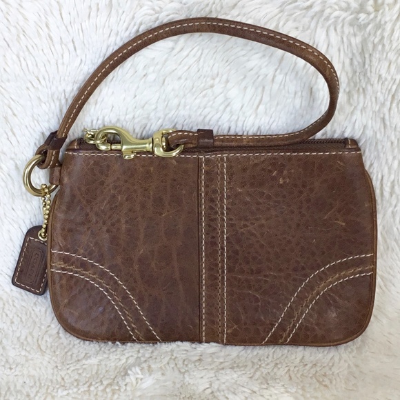 Coach Vintage Brown Leather Wristlet Rare - Picture 3 of 11